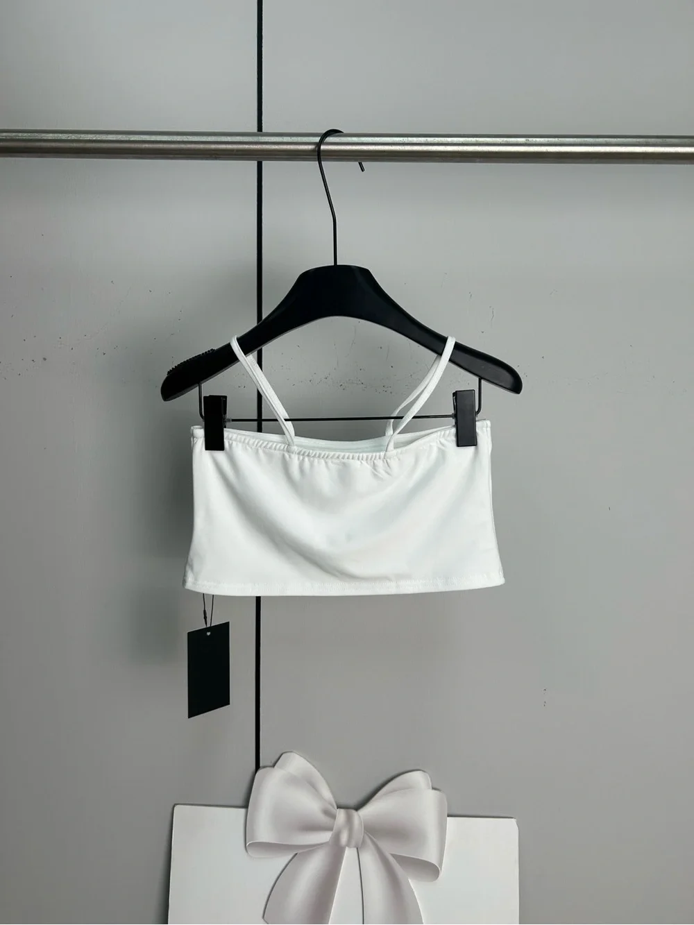 Diesel White Crop Tank with Red Logo Print